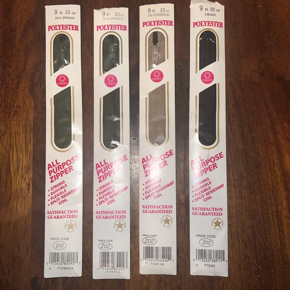 Zipper Lot New Old Stock Multiple Sizes 9in 23cm Lot‎ Of 4 Coats & Clark
